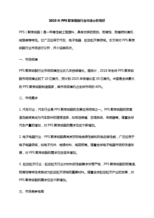 2023年PPS聚苯硫醚行业市场分析现状