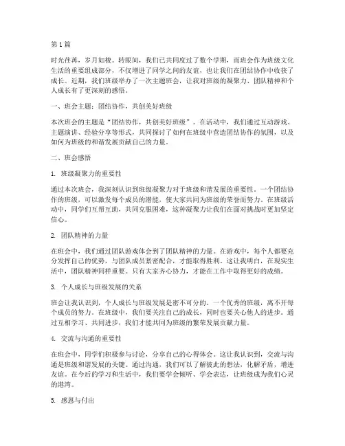 心得体会班会感悟(3篇)