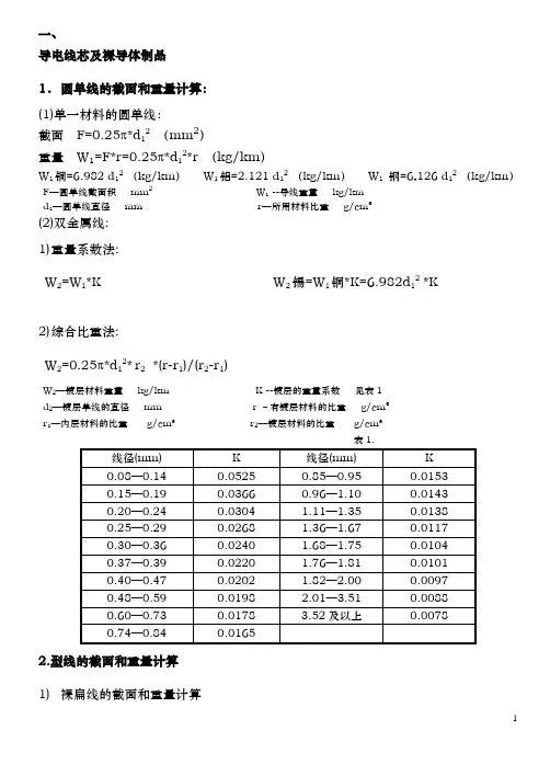 电线电缆常用计算公式