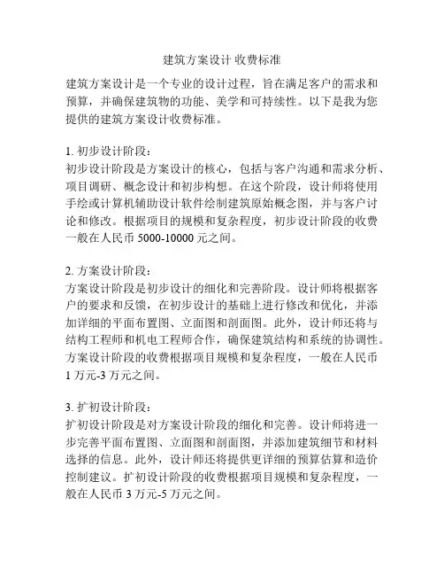 建筑方案设计 收费标准