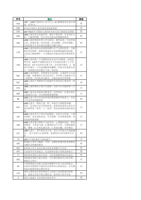 (非常全面的)江苏省中小学融合教育知识竞赛试题与答案