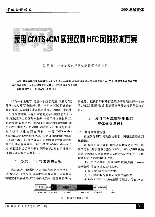 采用CMTS+CM实现双向HFC网的技术方案