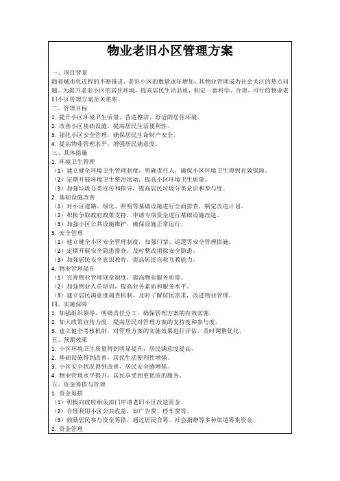 物业老旧小区管理方案