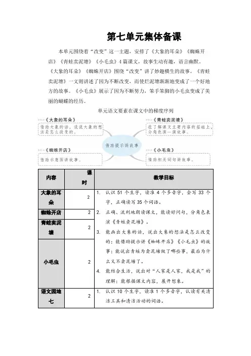 部编版二年级语文下册第七单元集体备课