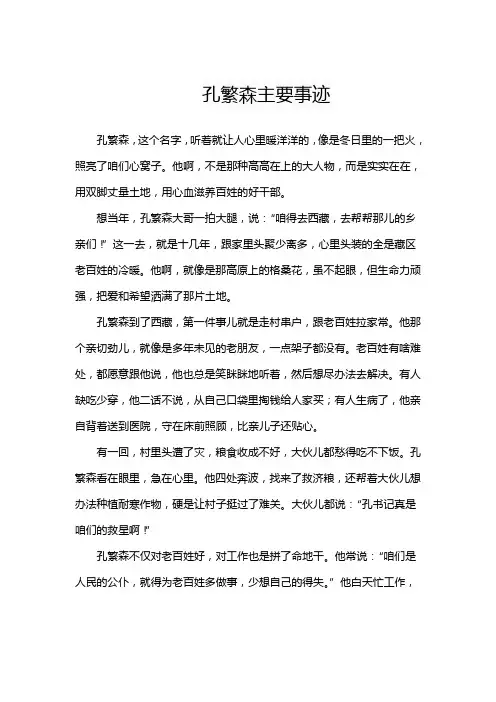 孔繁森主要事迹