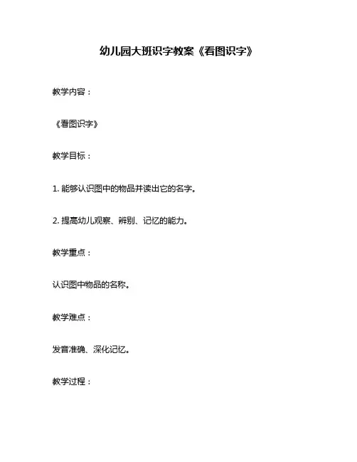幼儿园大班识字教案《看图识字》
