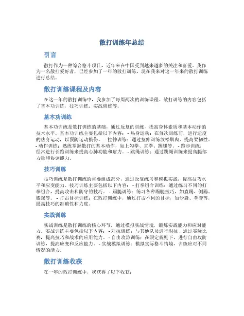 散打训练年总结