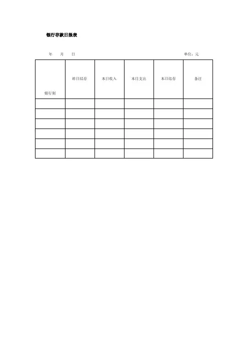 银行存款日报表