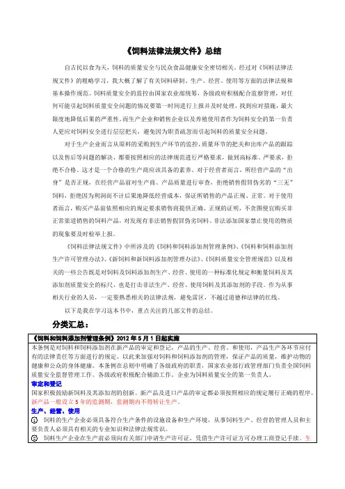 《饲料法律法规文件》总结