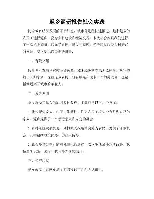 返乡调研报告社会实践