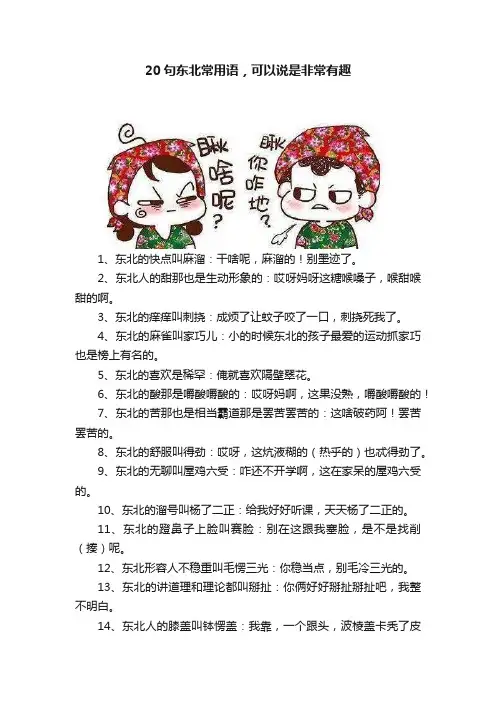 20句东北常用语，可以说是非常有趣