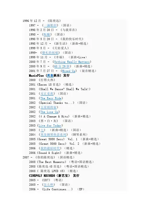 陈奕迅歌曲全集