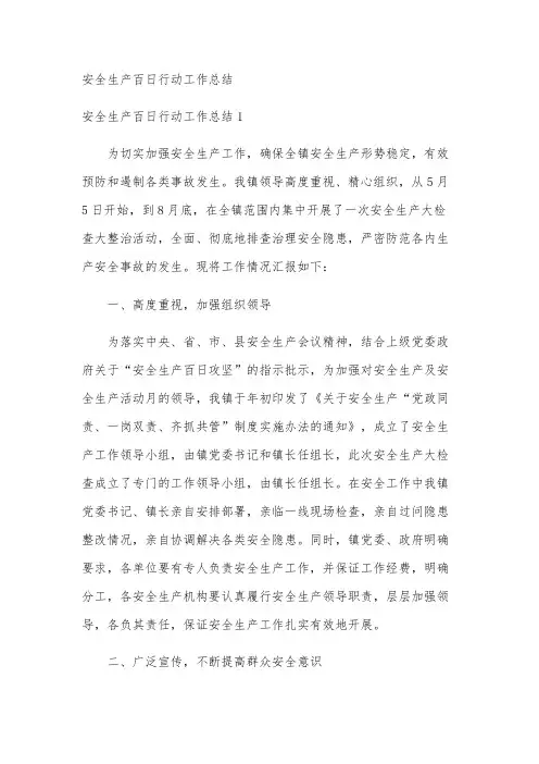 安全生产百日行动工作总结