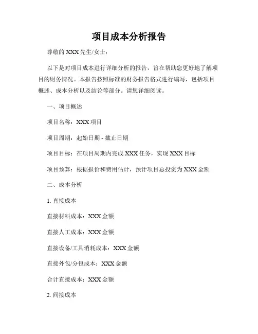 项目成本分析报告