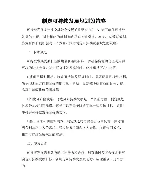 制定可持续发展规划的策略