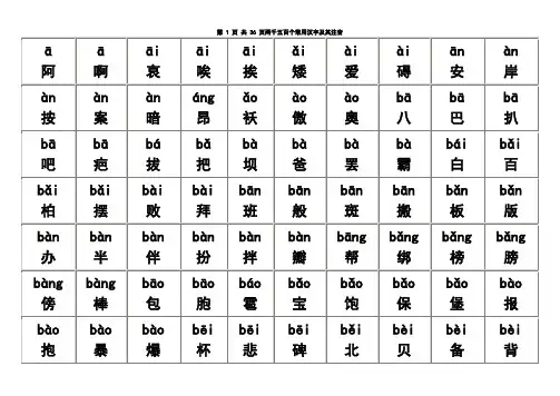 2500个常用汉字大全(含拼音)