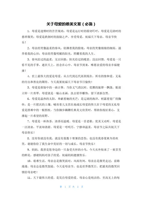 关于母爱的唯美文案(必备)