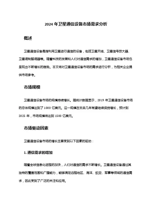 2024年卫星通信设备市场需求分析
