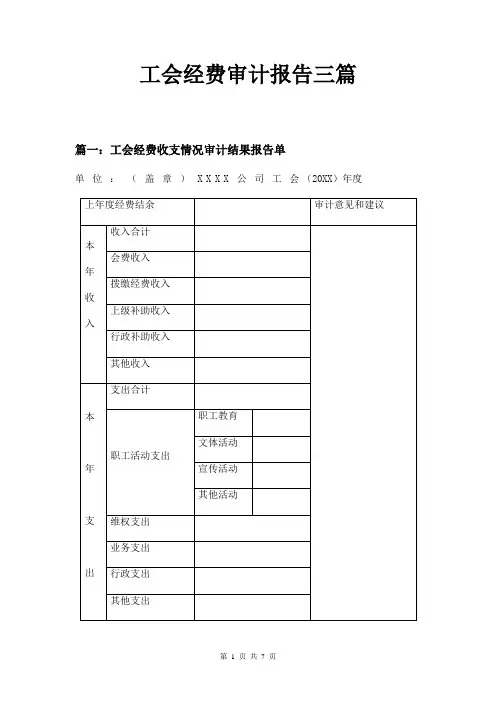 工会经费审计报告三篇