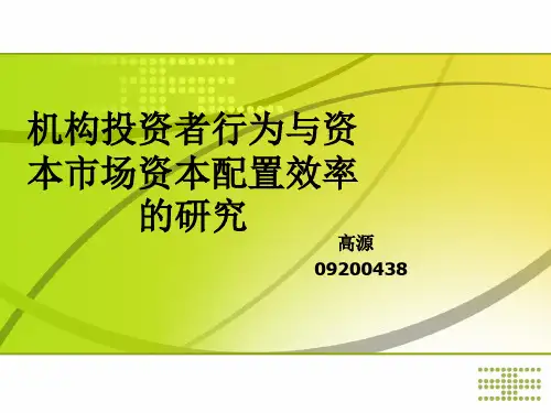机构投资者行为与资本市场资本配置效率