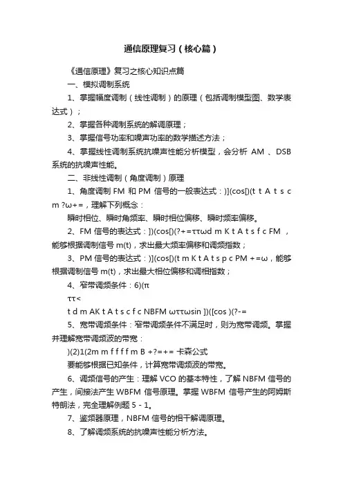通信原理复习（核心篇）