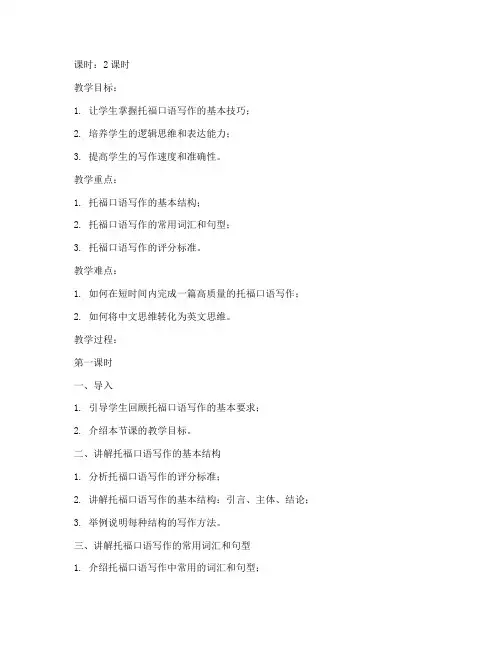 托福口语老师教案范文模板