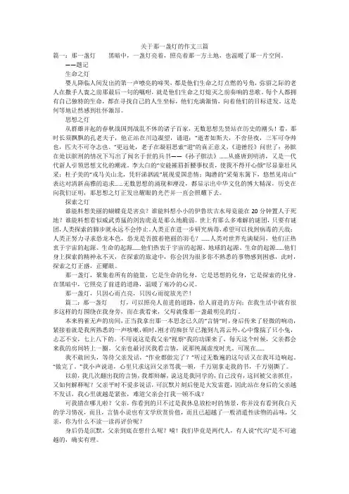 关于那一盏灯的作文三篇