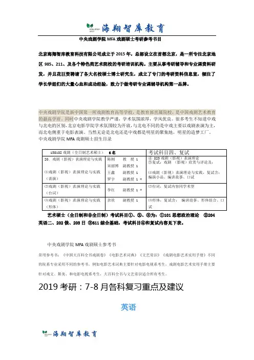 中央戏剧学院MFA戏剧硕士考研参考书目