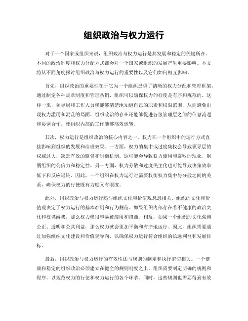 组织政治与权力运行
