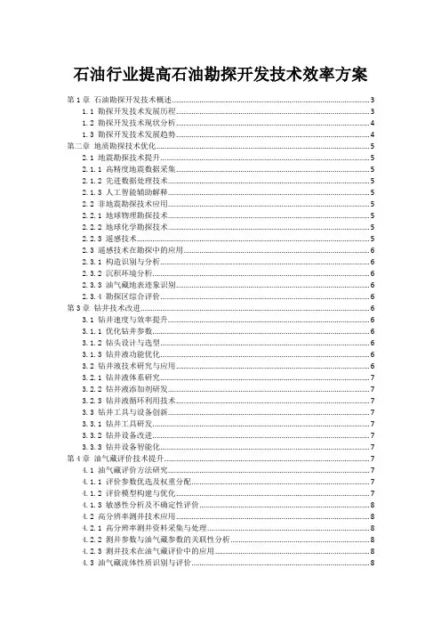 石油行业提高石油勘探开发技术效率方案