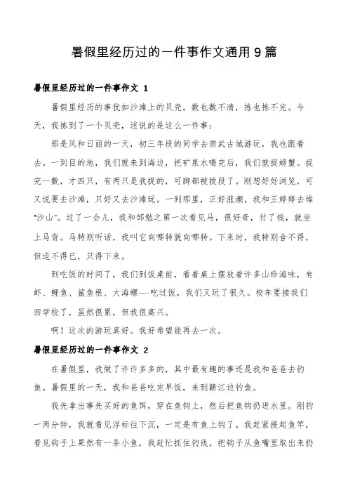 暑假里经历过的一件事作文通用9篇