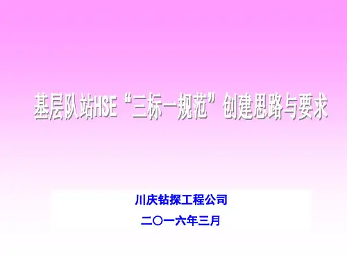 公司基层队站HSE“三标一规范”创建思路与要求