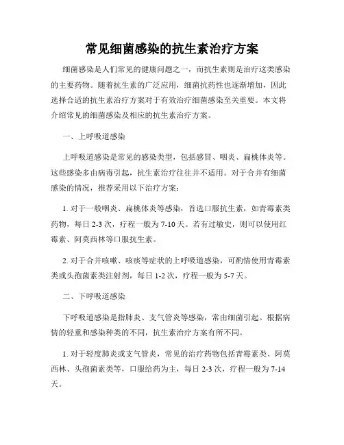 常见细菌感染的抗生素治疗方案
