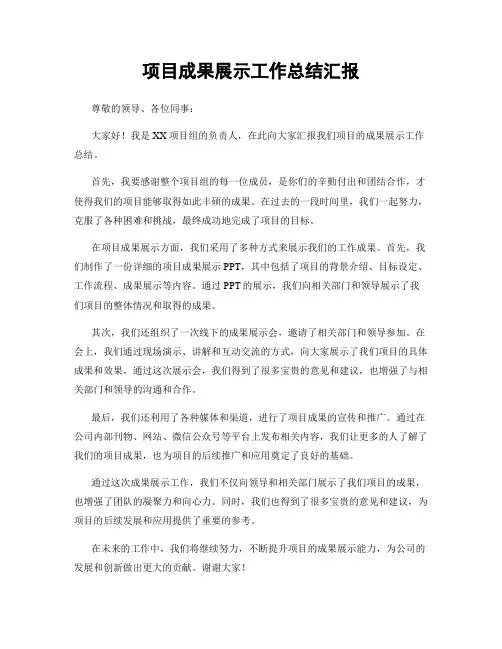 项目成果展示工作总结汇报