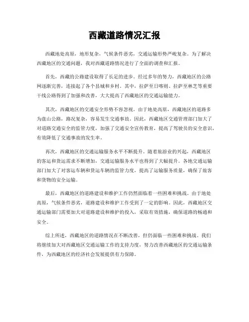 西藏道路情况汇报
