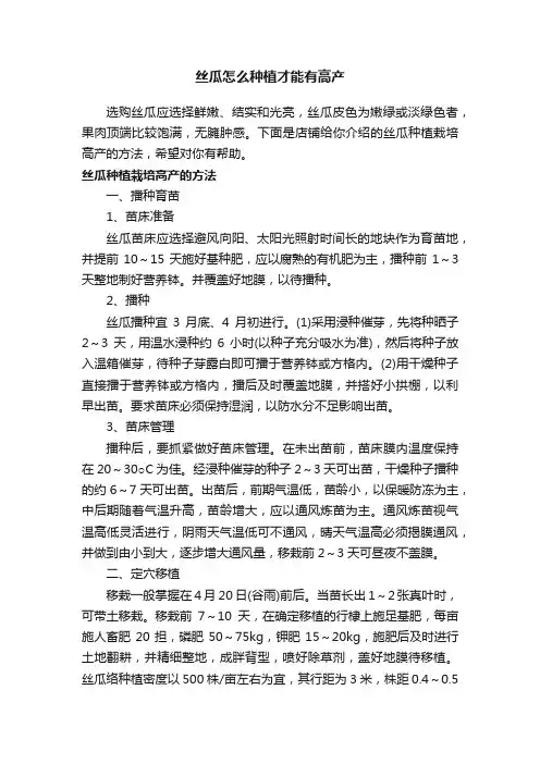 丝瓜怎么种植才能有高产