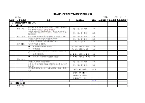 露天矿山安全标准化评分表(电子表格版本)