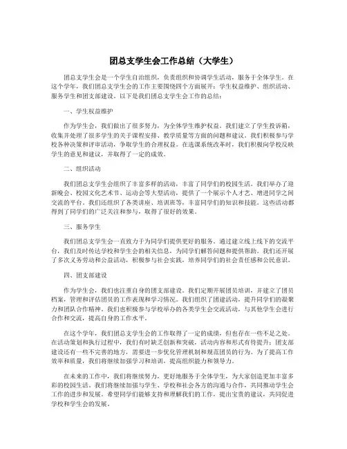 团总支学生会工作总结(大学生)