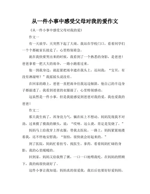 从一件小事中感受父母对我的爱作文