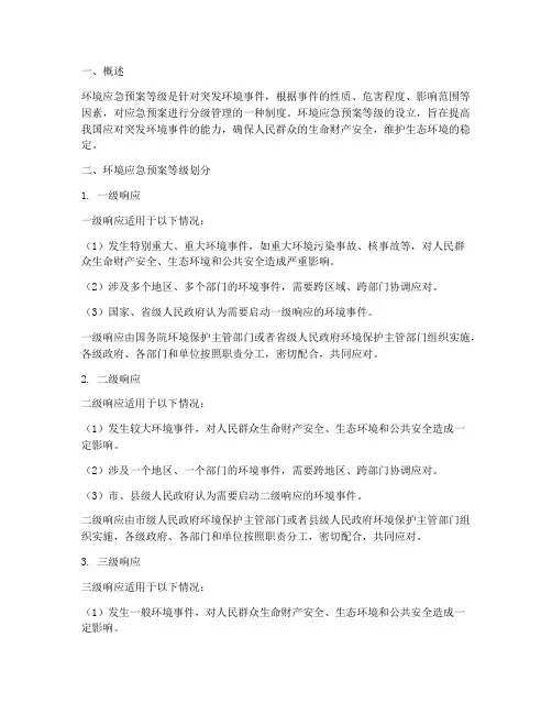环境应急预案等级