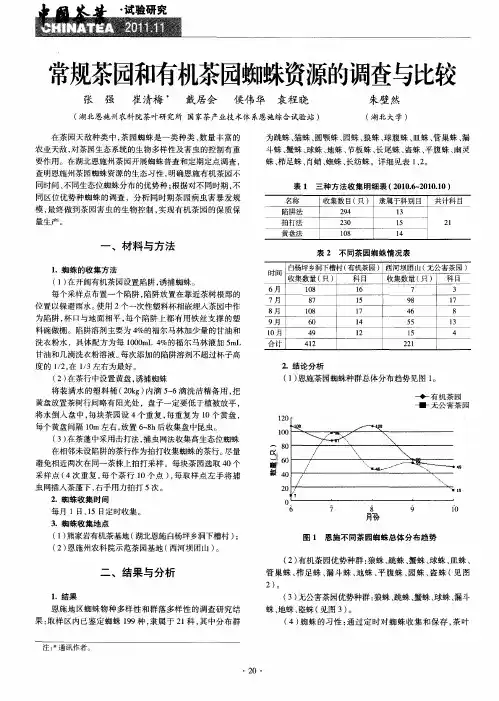 常规茶园和有机茶园蜘蛛资源的调查与比较