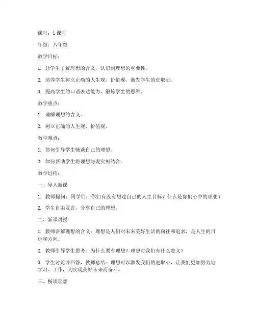 畅谈理想的教案模板范文
