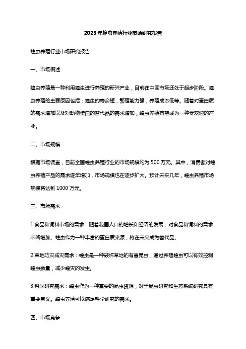 2023年蝗虫养殖行业市场研究报告