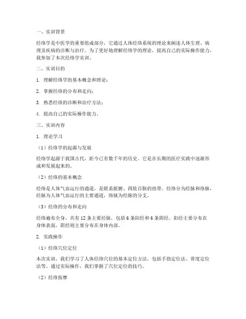经络学实训报告