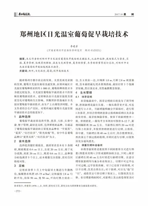 郑州地区日光温室葡萄促早栽培技术