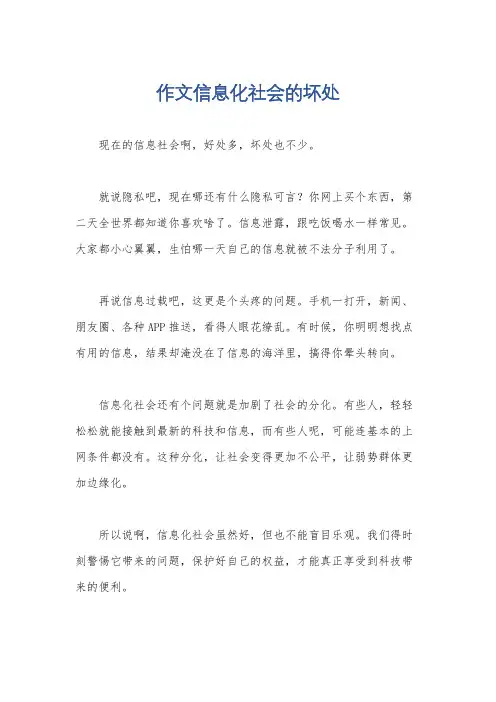 作文信息化社会的坏处