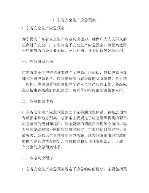 广东省安全生产应急预案