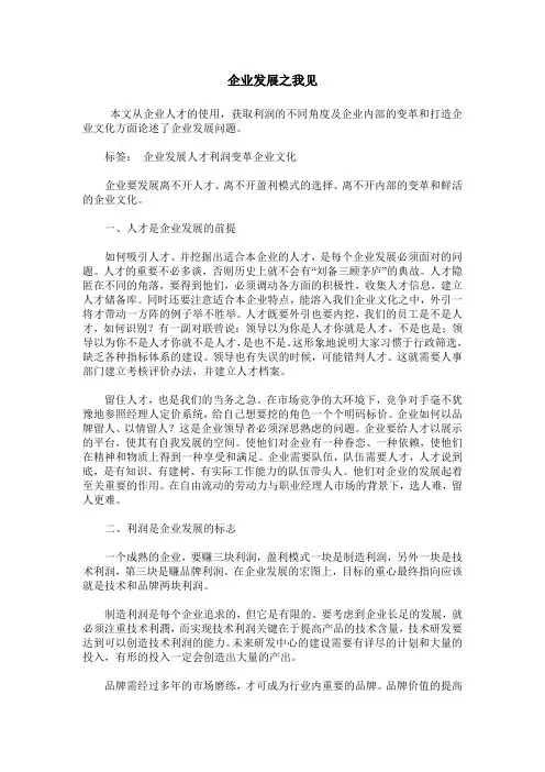 企业发展之我见
