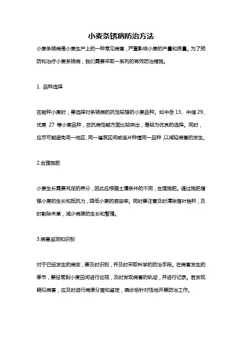 小麦条锈病防治方法