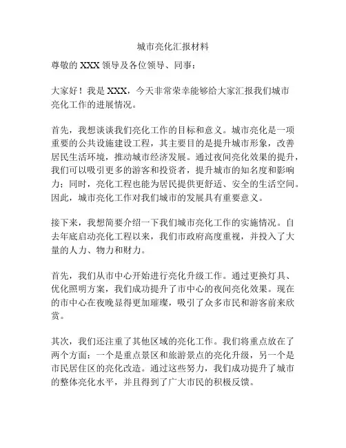 城市亮化汇报材料
